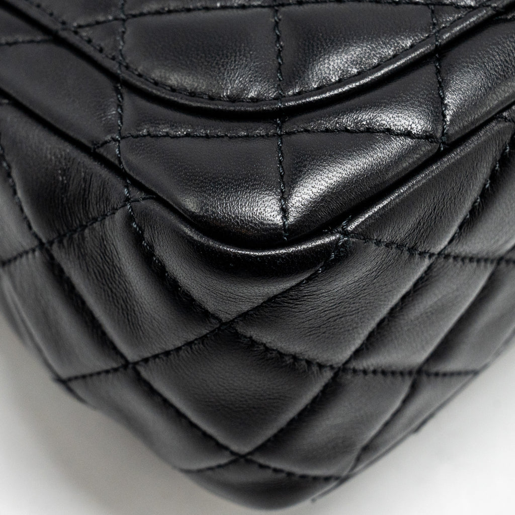 CHANEL PEARL CRUSH MINI SQUARE FLAP BAG LAMBSKIN BLACK GHW (MICROCHIP)