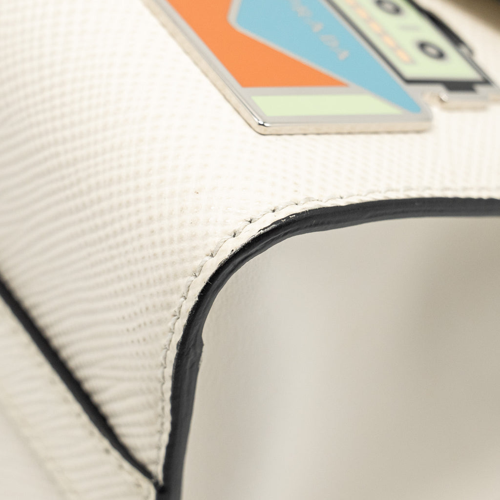 PRADA SAFFIANO ROBOT MONOCHROM CROSSBODY BAG WHITE SHW