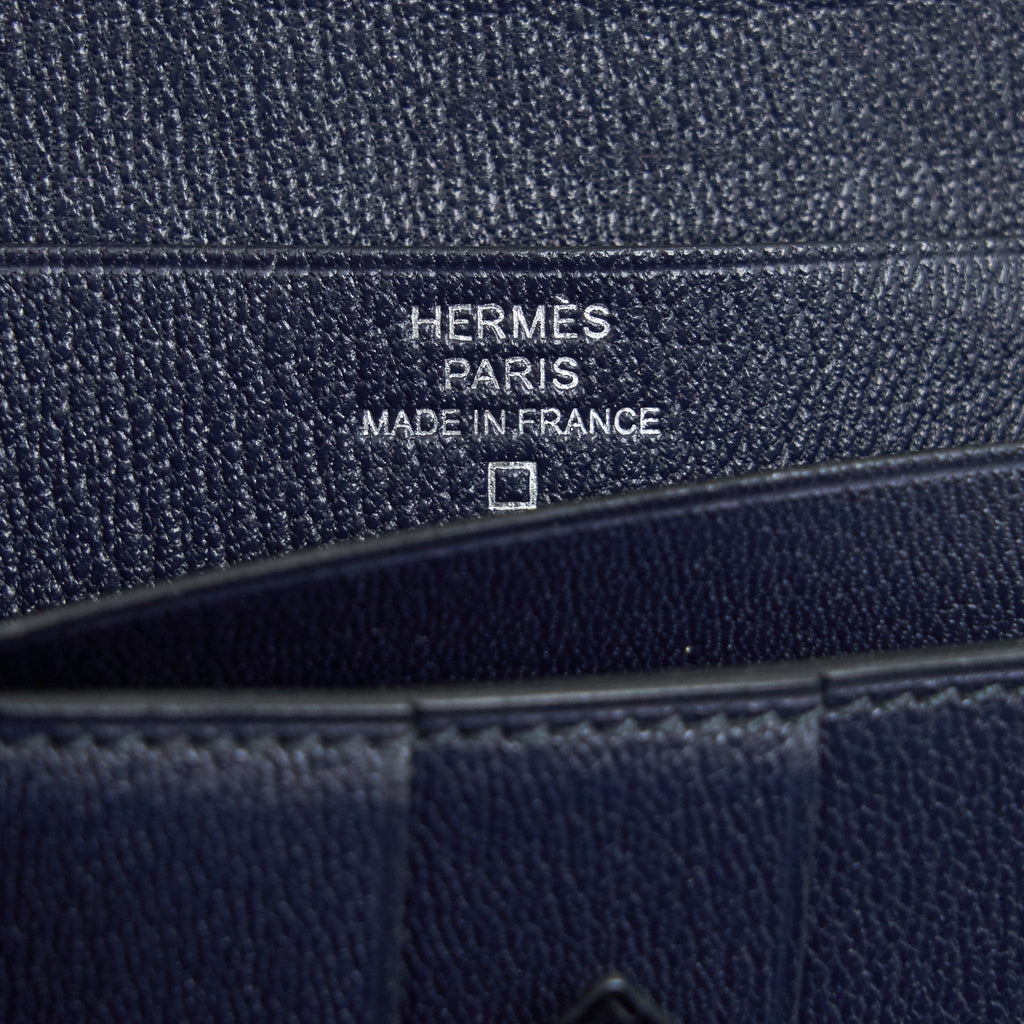 HERMES ALLIGATOR BEARN WALLET BLUE MARINE SHW
