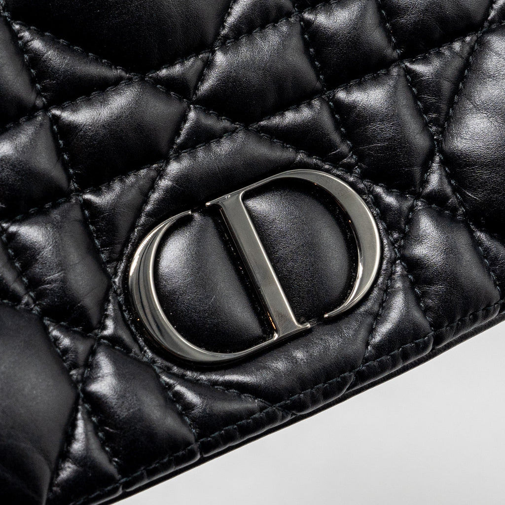 DIOR MINI CARO FLAP BAG CALFSKIN BLACK WITH BLACK HARDWARE