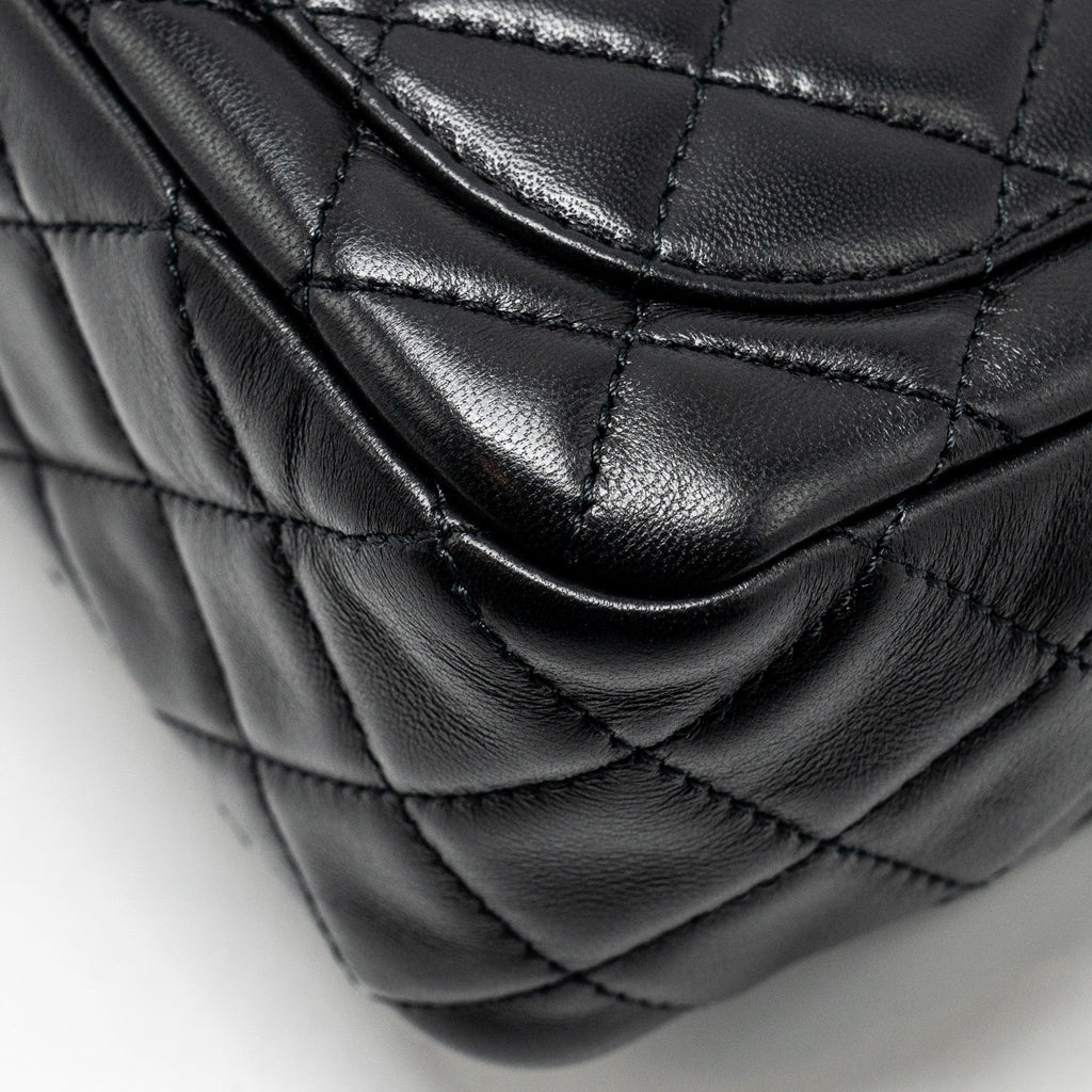 CHANEL PEARL CRUSH MINI SQUARE FLAP BAG LAMBSKIN BLACK GHW (MICROCHIP)