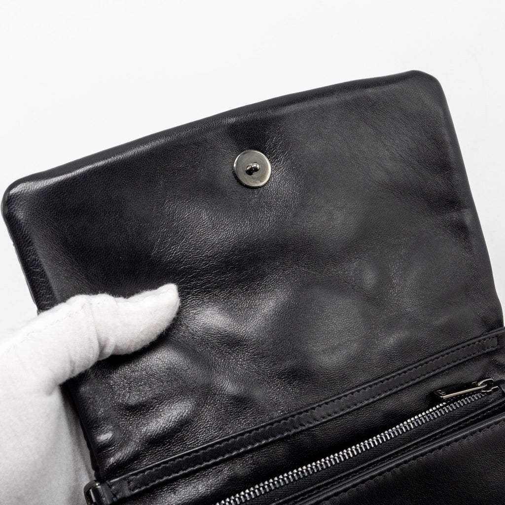 DIOR MINI CARO FLAP BAG CALFSKIN BLACK WITH BLACK HARDWARE
