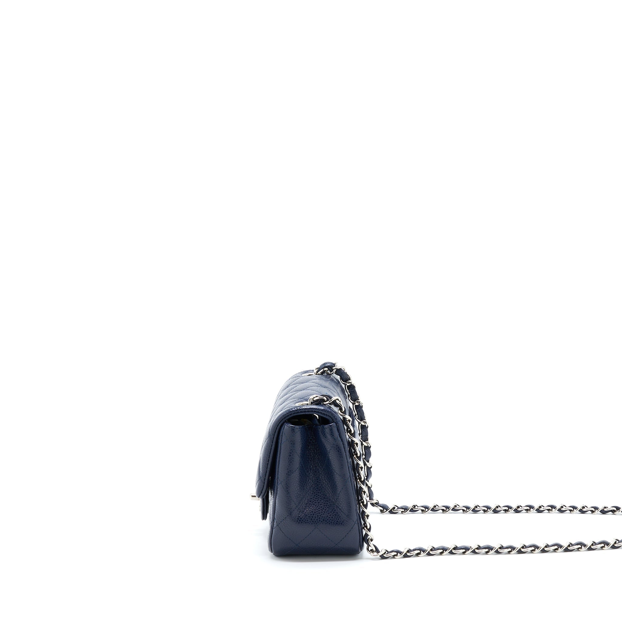 CHANEL MINI SQUARE FLAP BAG CAVIAR NAVY SHW