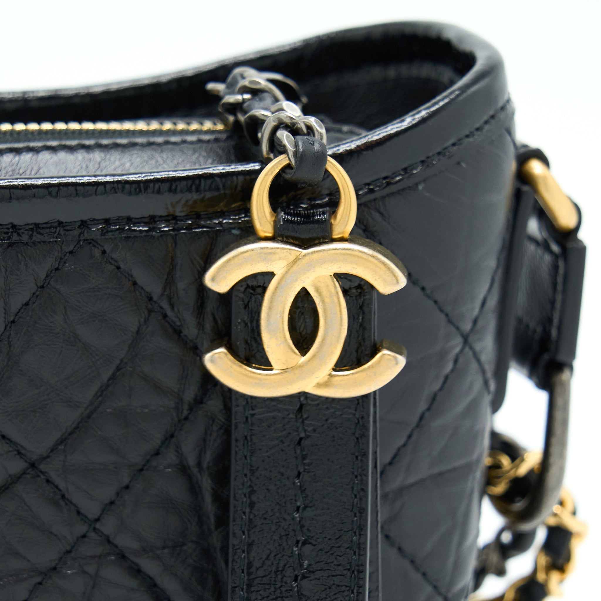CHANEL SMALL GABRIELLE HOBO BAG BLACK WITH MULTICOLOUR HARDWARE (MICROCHIP)