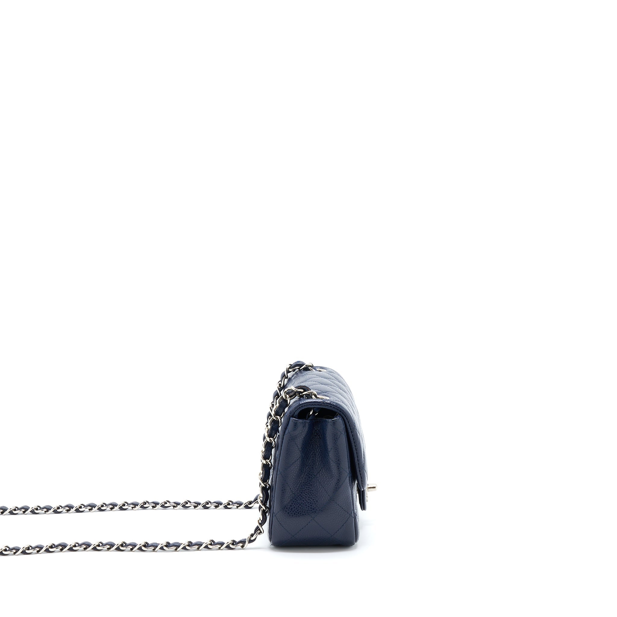 CHANEL MINI SQUARE FLAP BAG CAVIAR NAVY SHW
