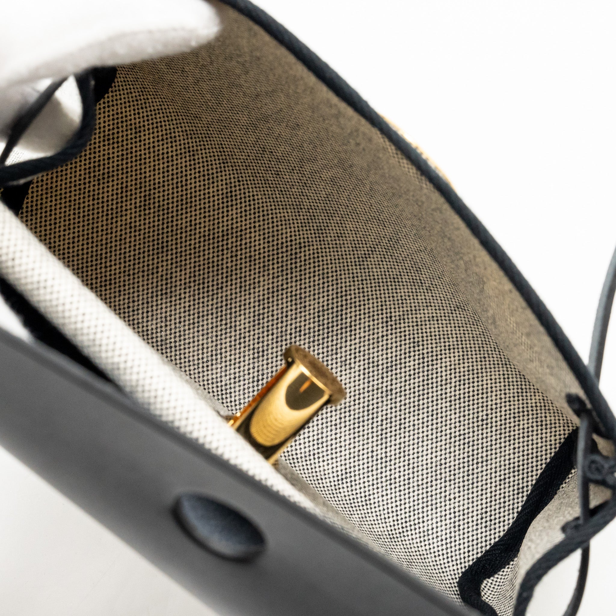 HERMES HERBAG MINI CANVAS/COWHIDE BLACK ECRU GHW