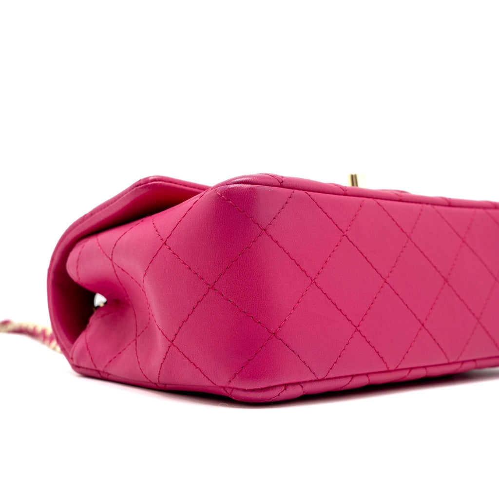 CHANEL MINI RECTANGULAR FLAP BAG LAMBSKIN PINK LGHW