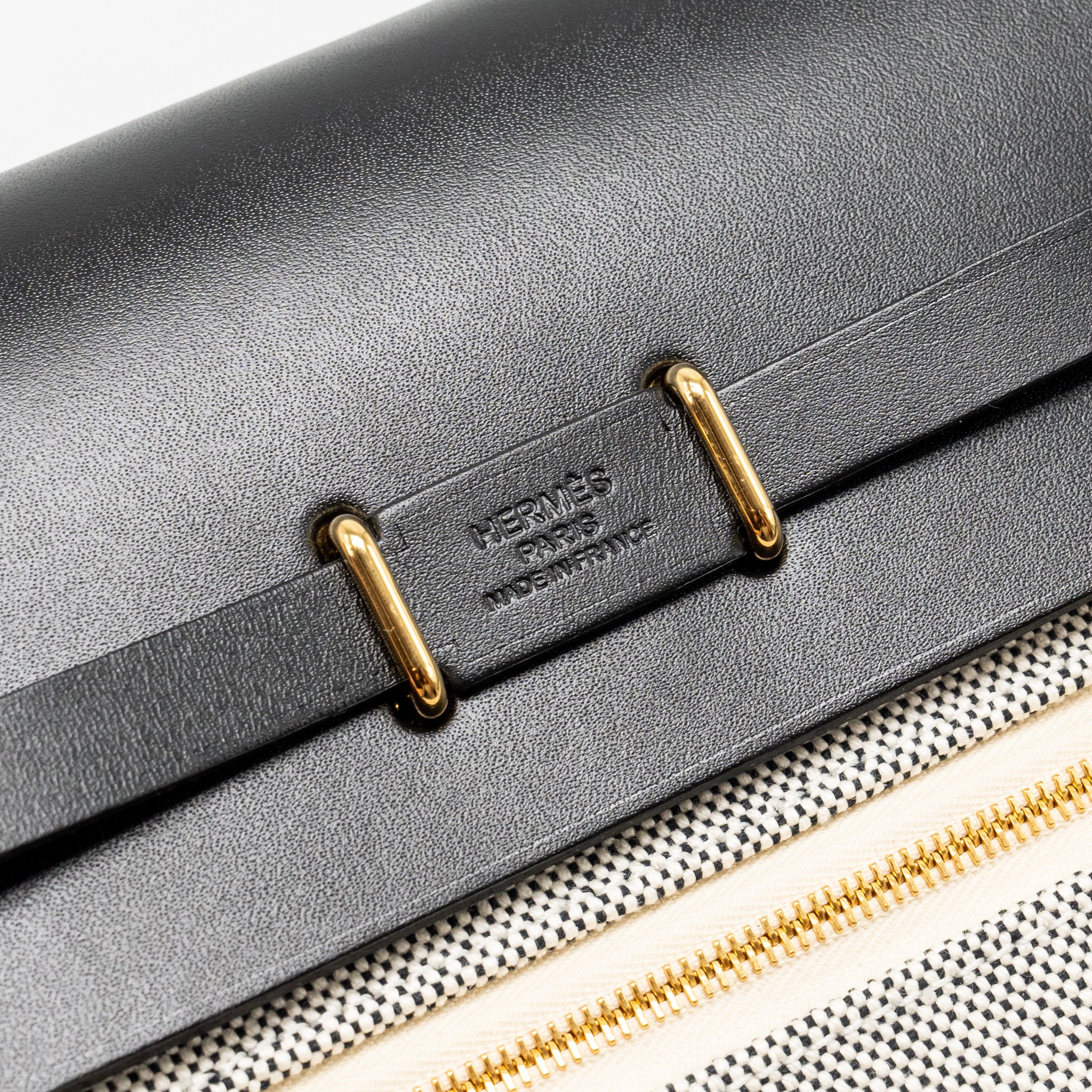 HERMES HERBAG MINI CANVAS/COWHIDE BLACK ECRU GHW