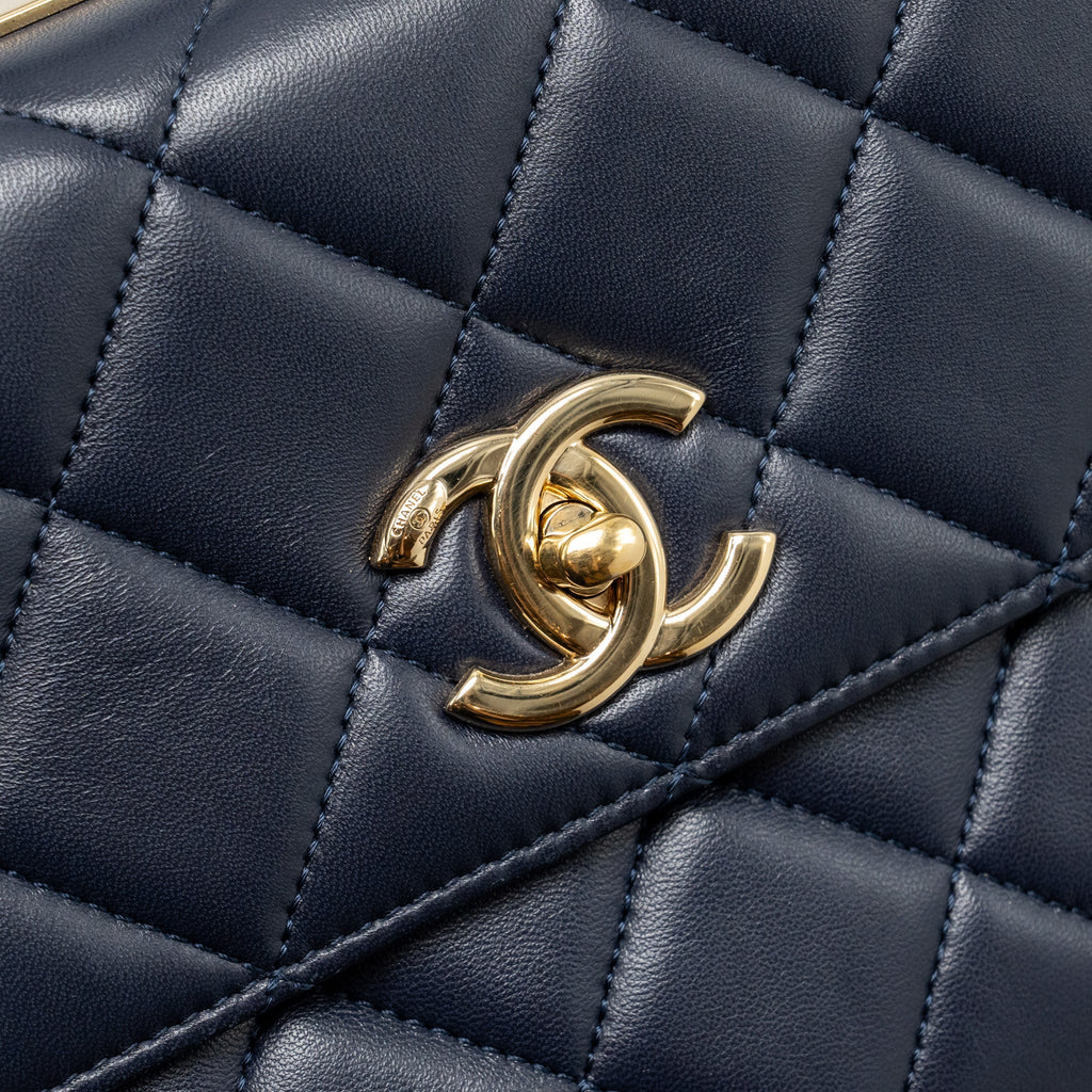 CHANEL SMALL TRENDY CC FLAP BAG LAMBSKIN BLUE LGHW