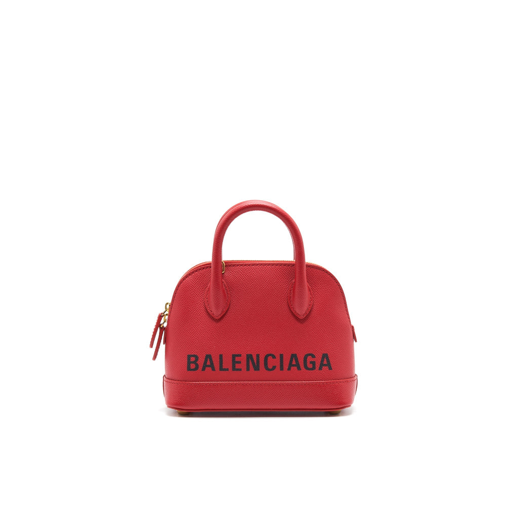 BALENCIAGA VILLE TOP HANDLE TOTE BAG XXS RED