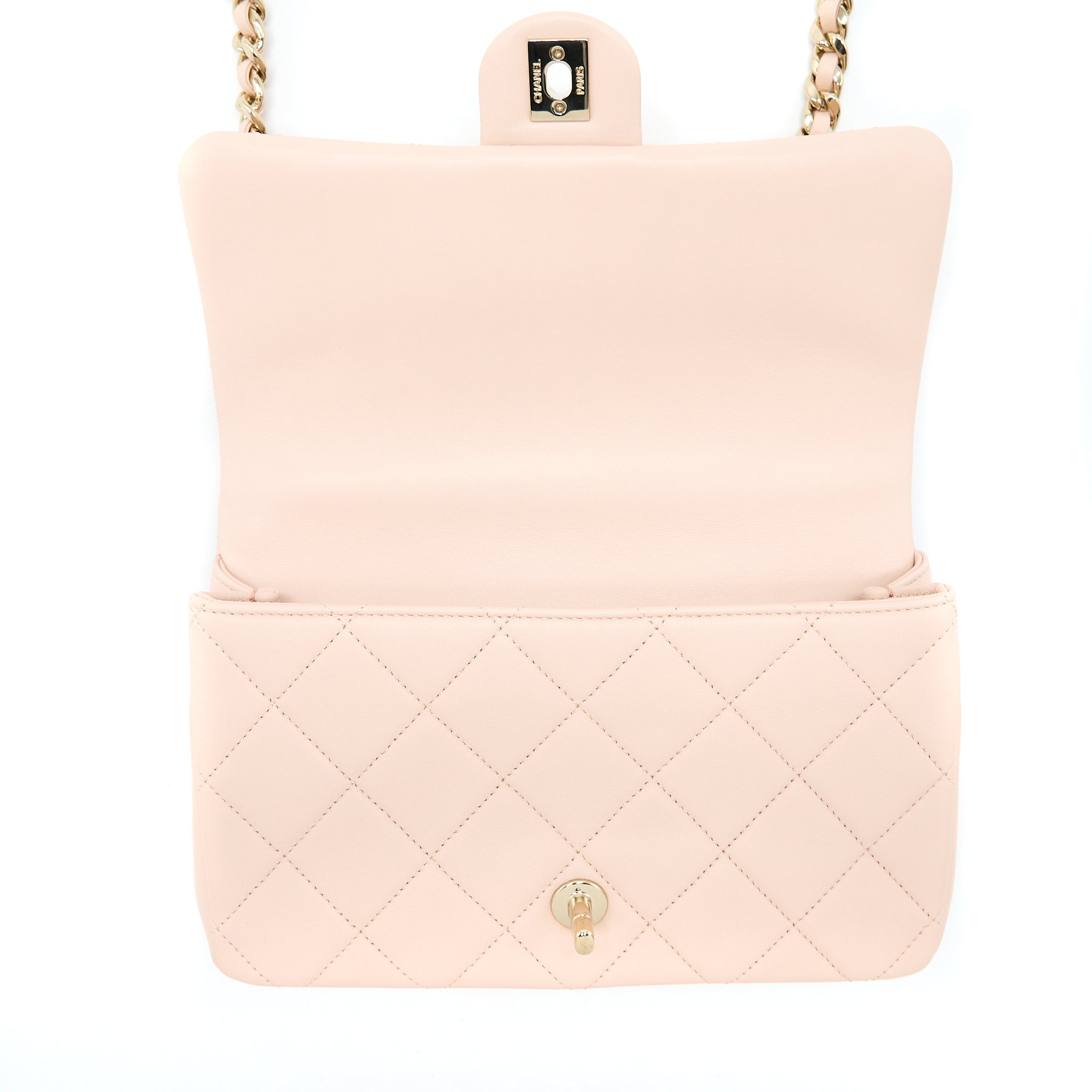 CHANEL 22C RECTANGULAR FLAP BAG WITH GIANT TOP HANDLE LAMBSKIN PINK LGHW(MICROCHIP)