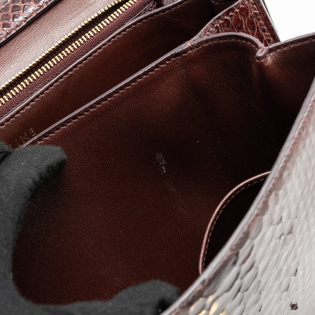 CELINE MEDIUM CLASSIC BOX BAG PYTHON BURGUNDY GHW