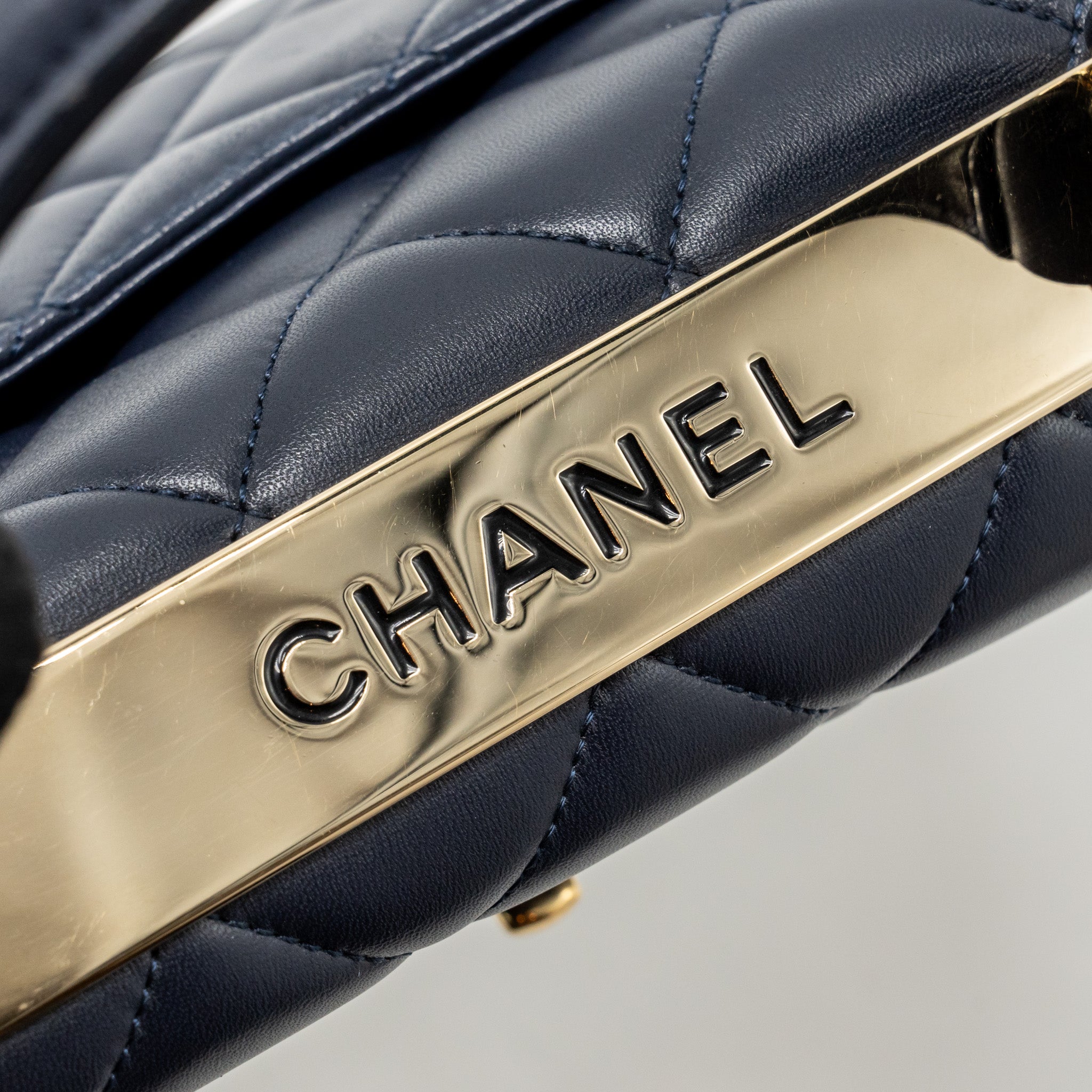 CHANEL SMALL TRENDY CC FLAP BAG LAMBSKIN BLUE LGHW