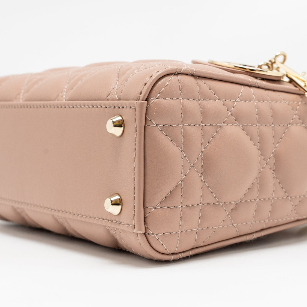 DIOR MINI LADY DIOR LAMBSKIN BLUSH LGHW