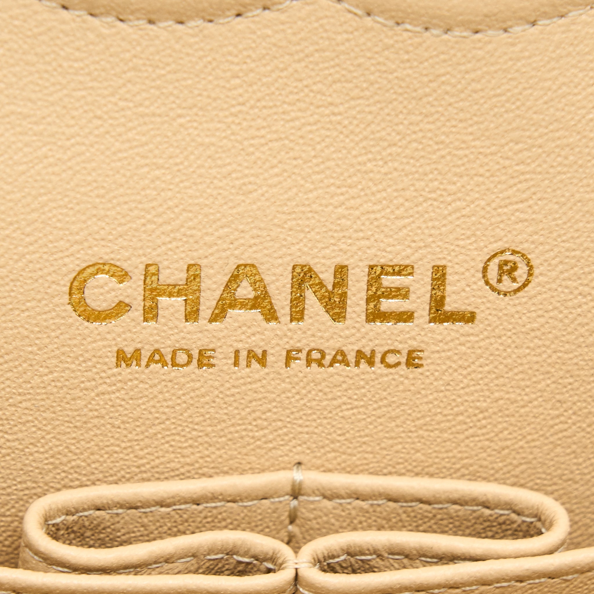 CHANEL MEDIUM CLASSIC FLAP BAG LAMBSKIN BEIGE LGHW (MICROCHIP)