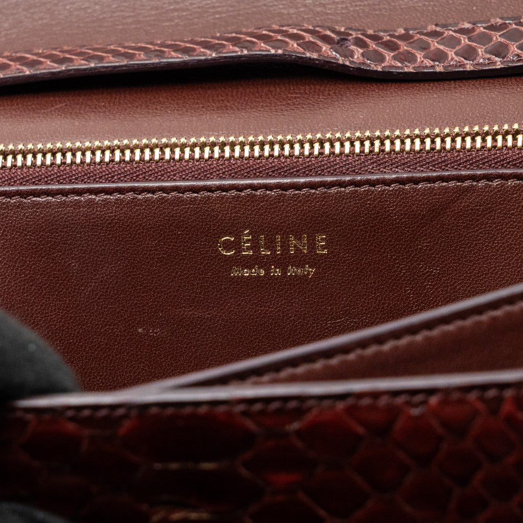 CELINE MEDIUM CLASSIC BOX BAG PYTHON BURGUNDY GHW