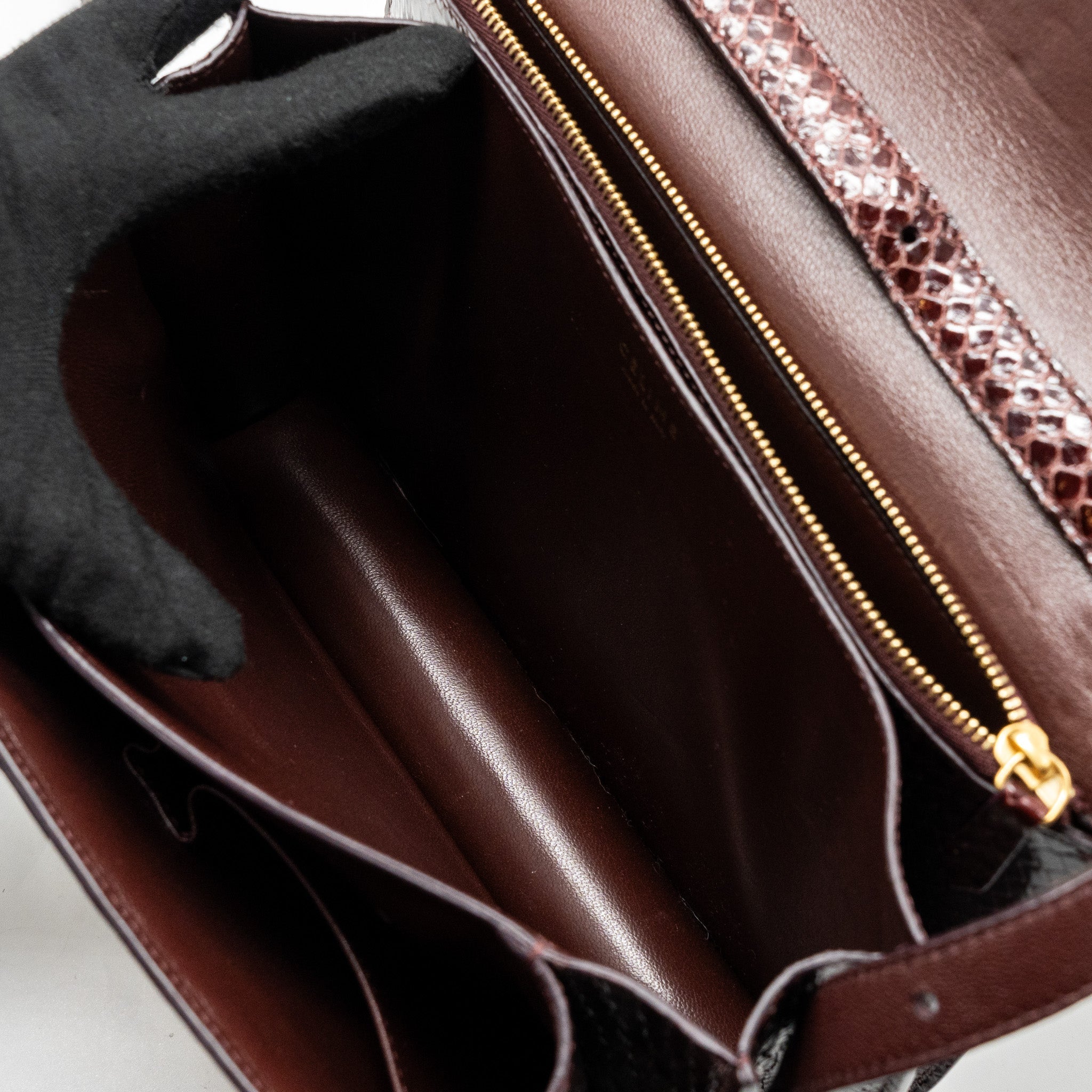 CELINE MEDIUM CLASSIC BOX BAG PYTHON BURGUNDY GHW