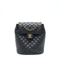 CHANEL QUILTED BACKPACK CALFSKIN BLACK GHW