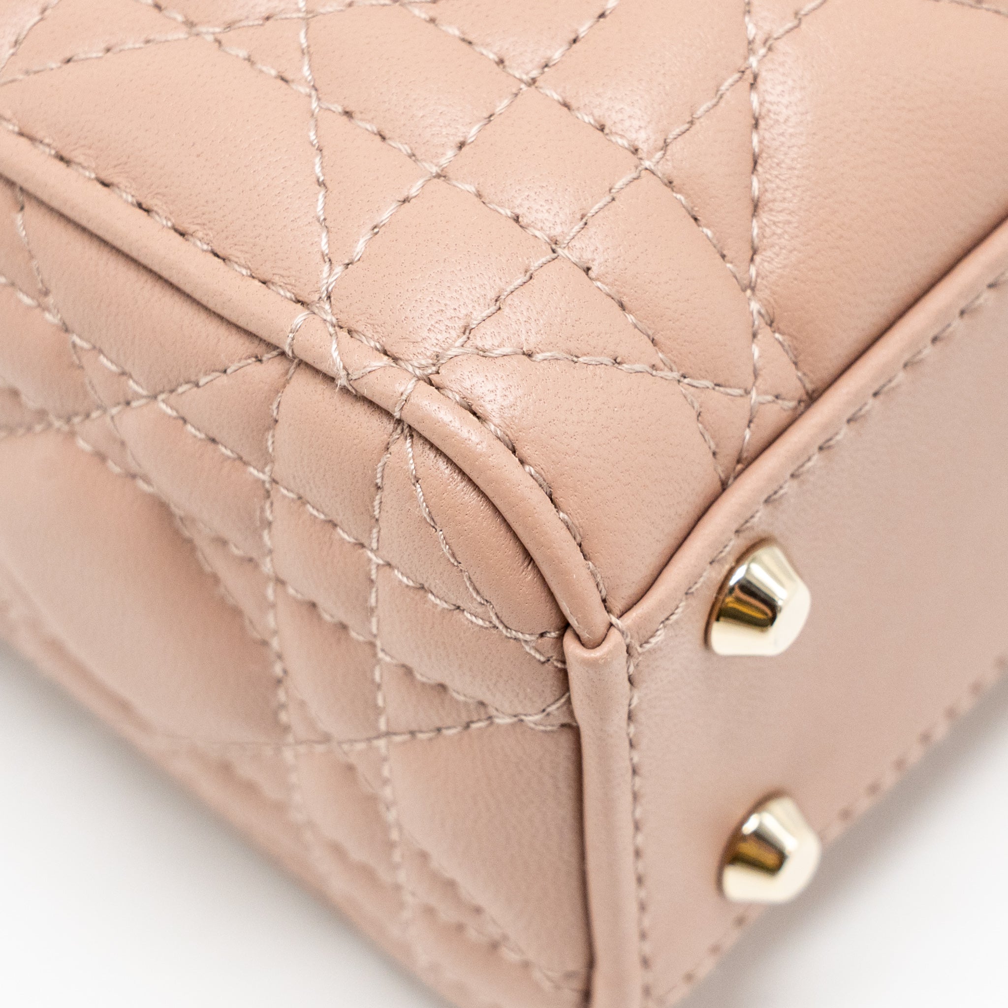 DIOR MINI LADY DIOR LAMBSKIN BLUSH LGHW