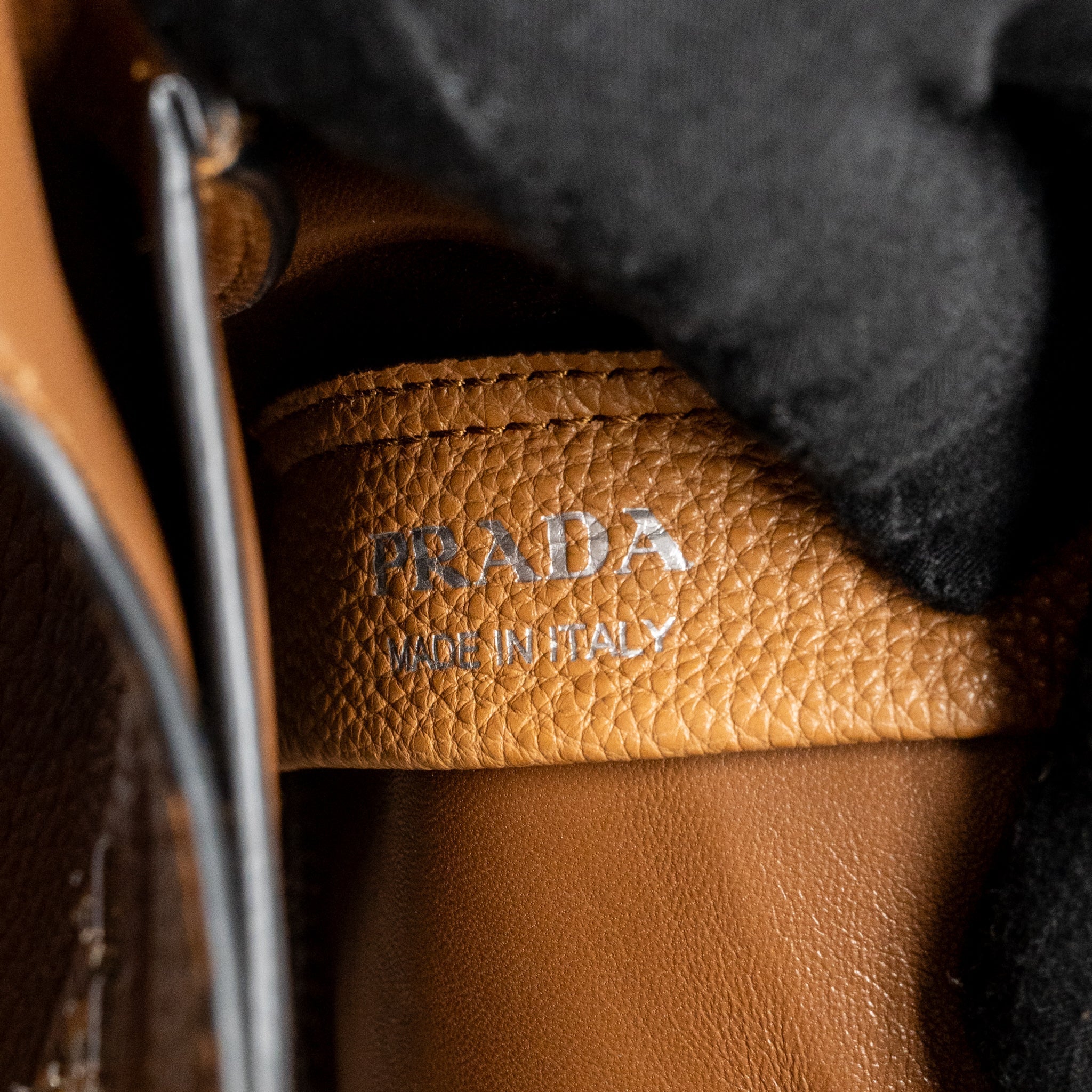 PRADA MINI LEATHER HANDBAG CALFSKIN CARAMEL SHW
