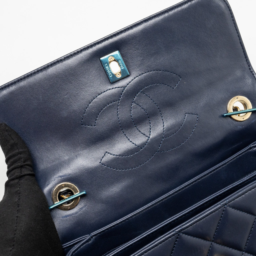 CHANEL SMALL TRENDY CC FLAP BAG LAMBSKIN BLUE LGHW