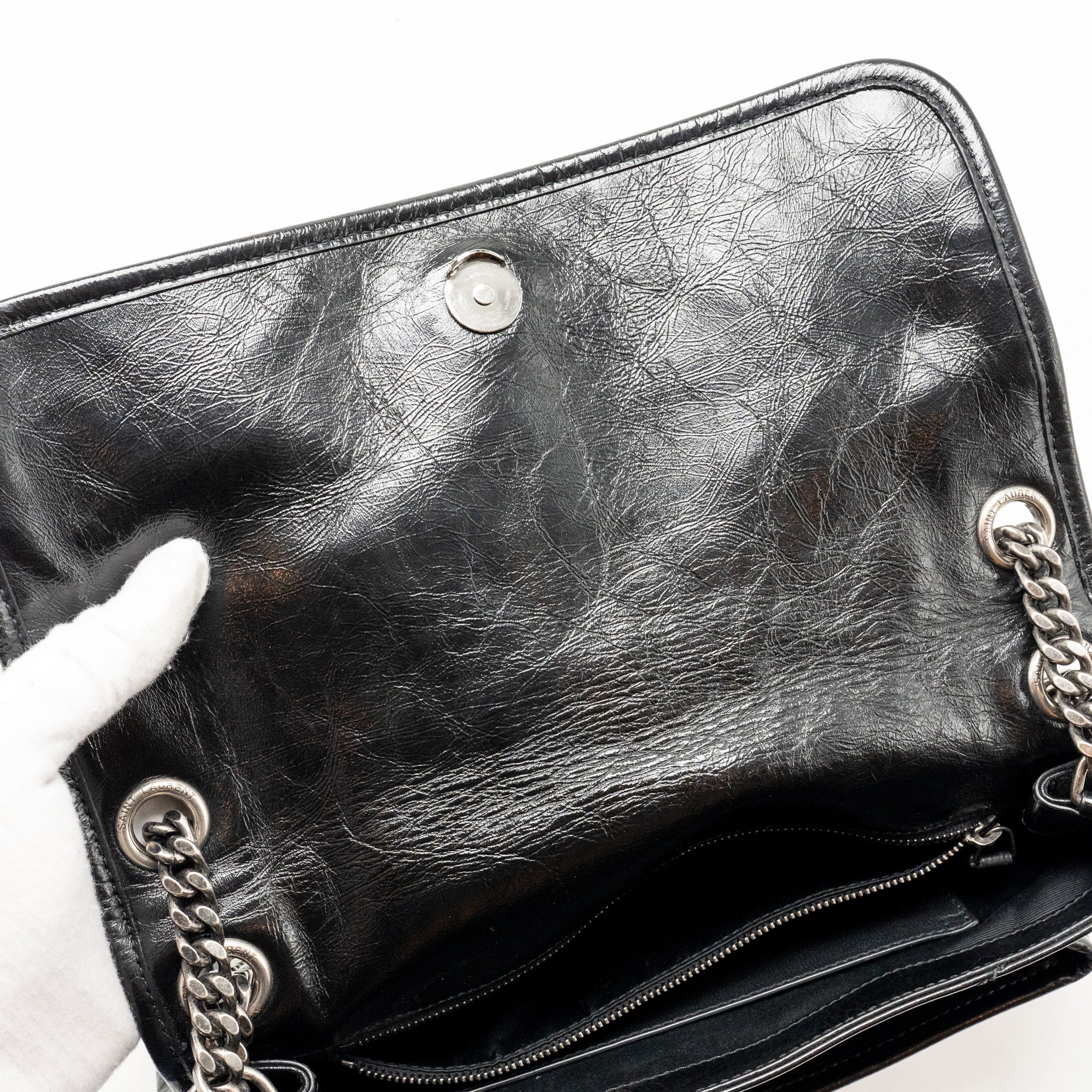 SAINT LAURENT/YSL MEDIUM NIKI CHAIN BAG VINTAGE CALFSKIN BLACK SHW