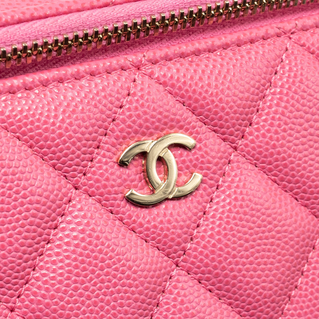 CHANEL LONG VANITY CASE WITH CHAIN CAVIAR HOT PINK LGHW