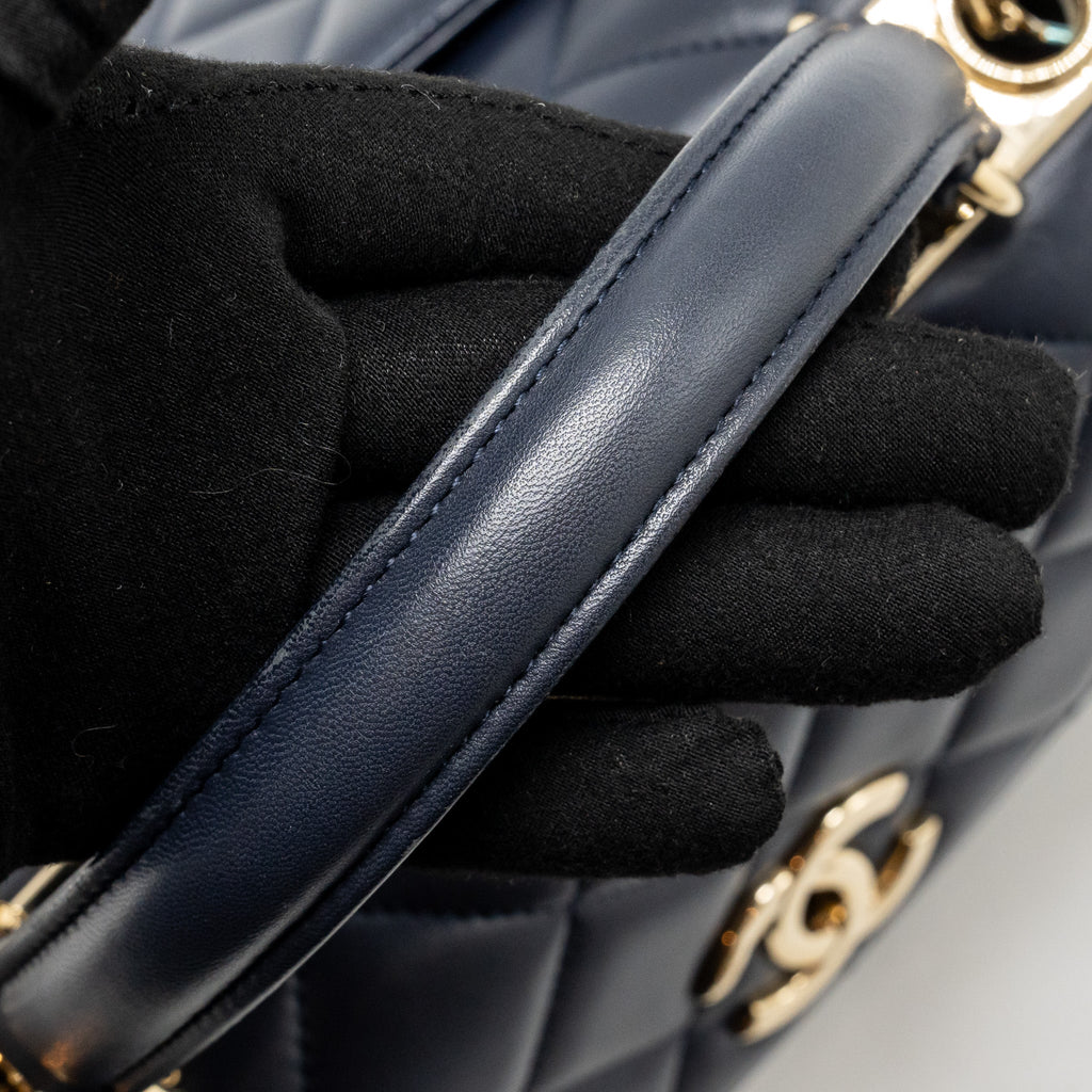 CHANEL SMALL TRENDY CC FLAP BAG LAMBSKIN BLUE LGHW