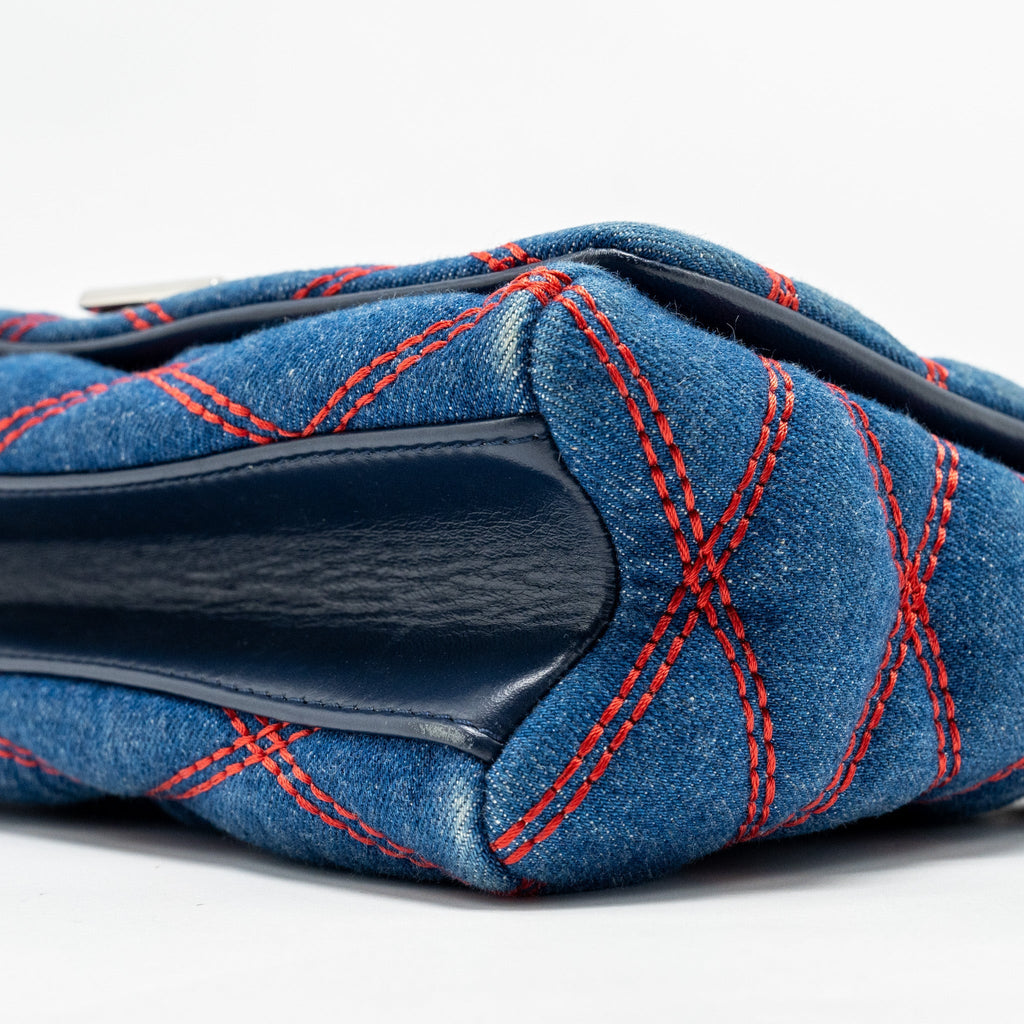 LOUIS VUITTON MALLETAHE GO-14 MM BAG DENIM/LEATHER BLUE/RED SHW