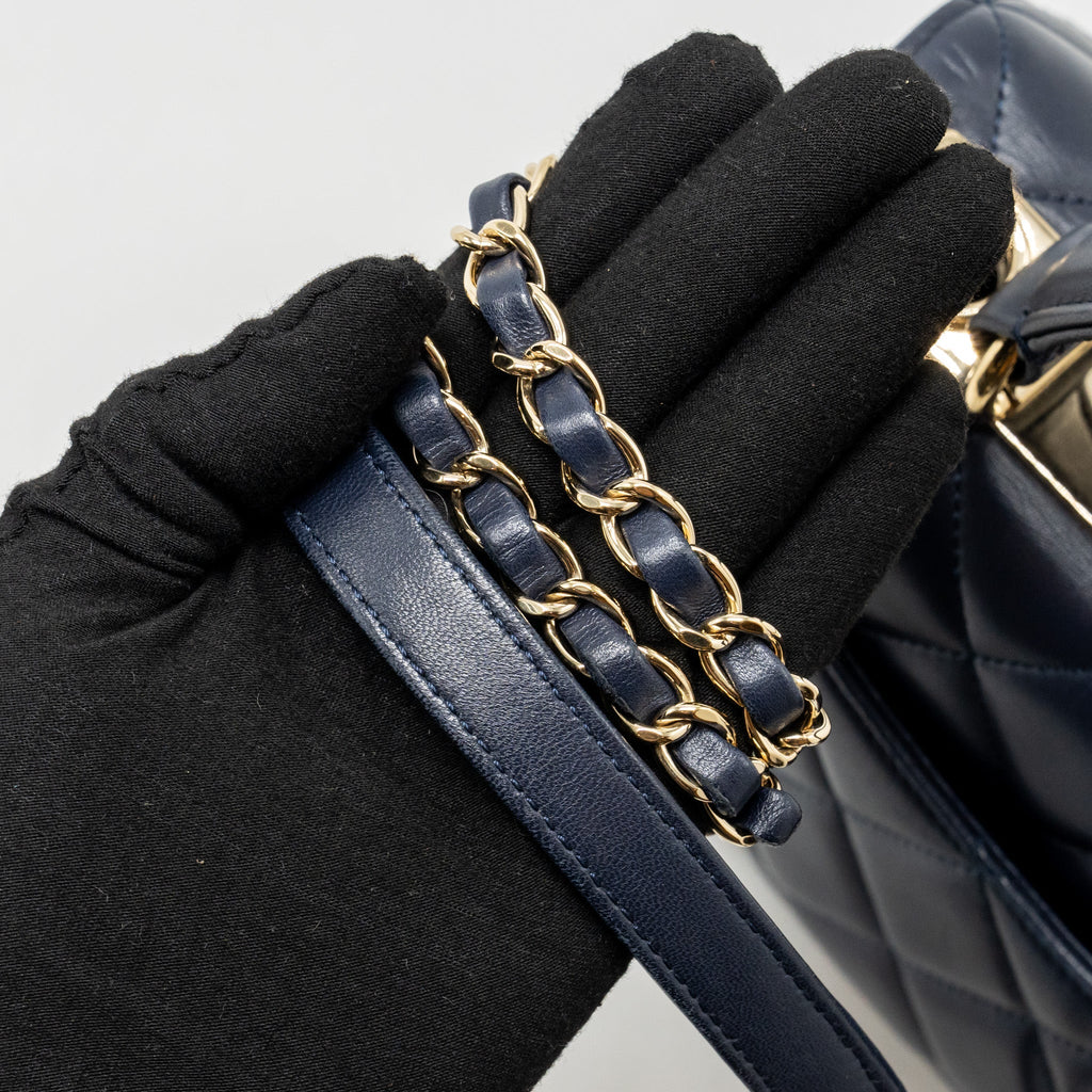 CHANEL SMALL TRENDY CC FLAP BAG LAMBSKIN BLUE LGHW
