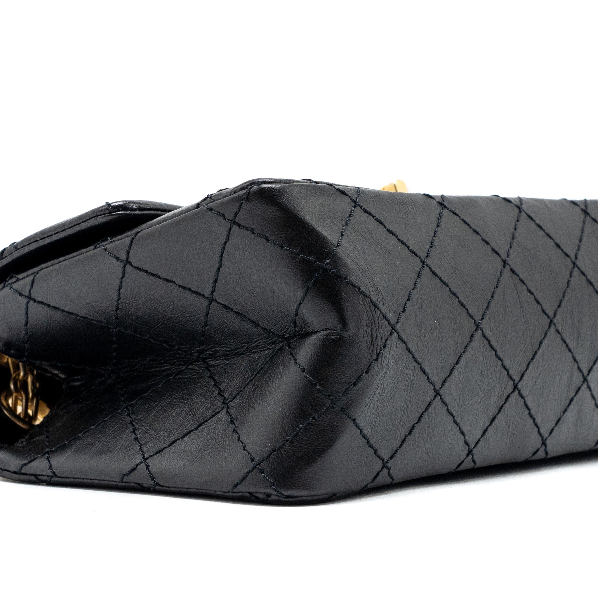 CHANEL MINI 2.55 REISSUE AGED CALFSKIN BLACK GHW (MICROCHIP)