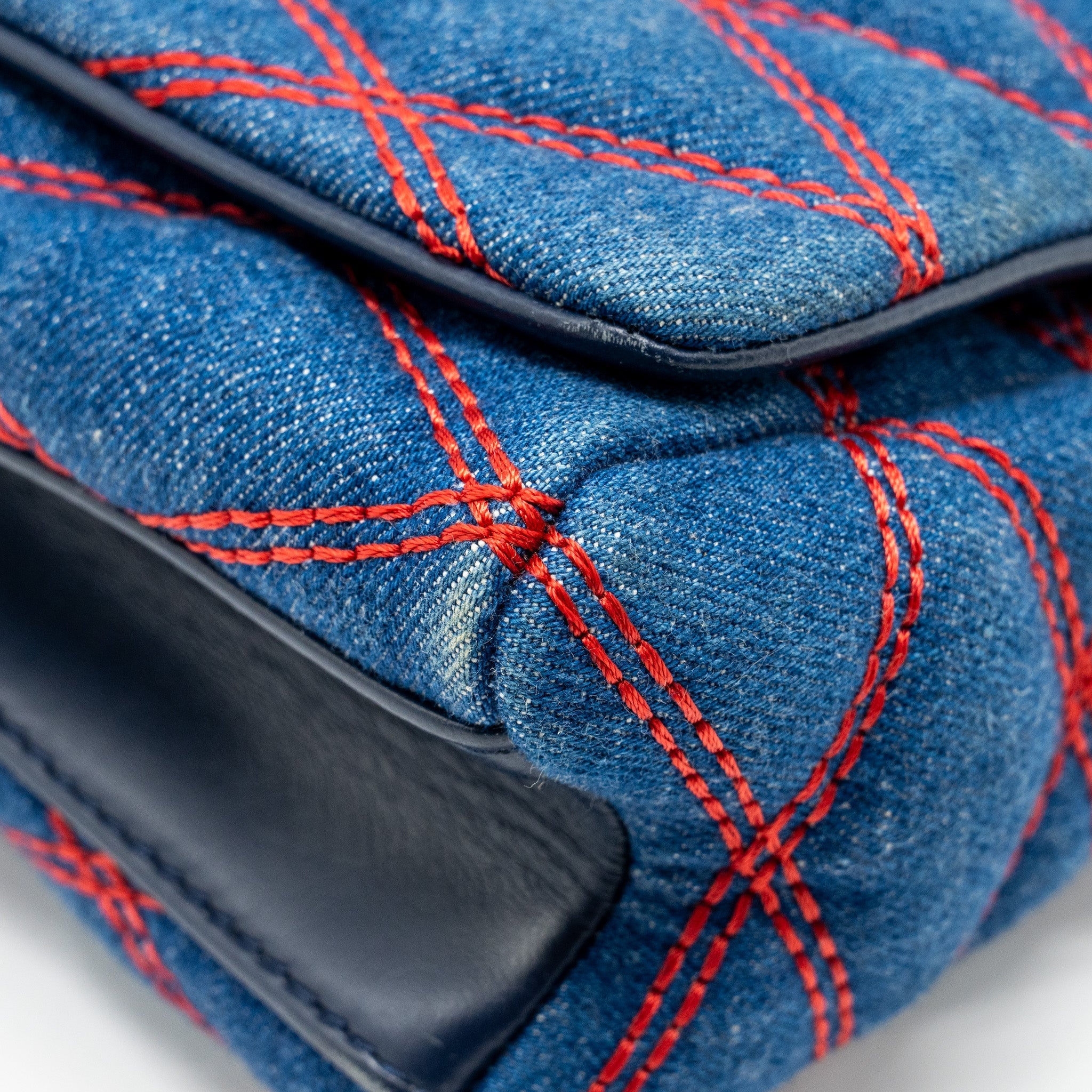 LOUIS VUITTON MALLETAHE GO-14 MM BAG DENIM/LEATHER BLUE/RED SHW