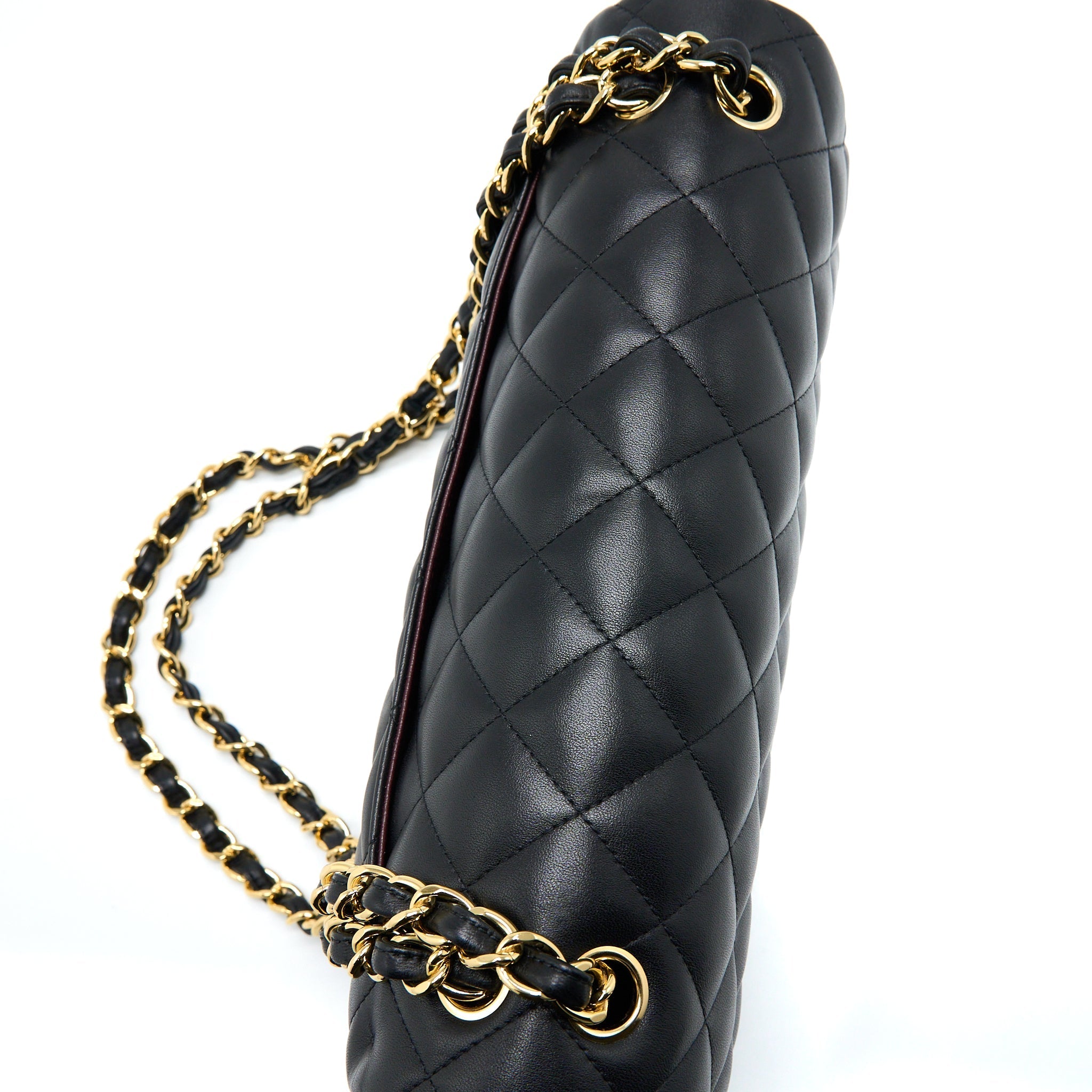 CHANEL JUMBO CLASSIC DOUBLE FLAP BAG LAMBSKIN BLACK GHW