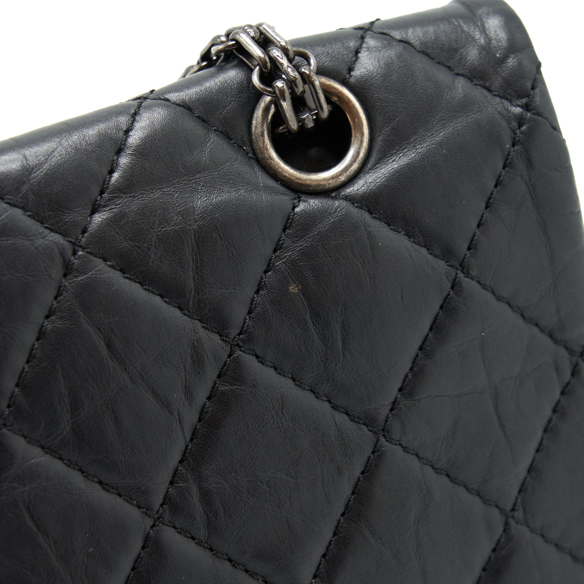 CHANEL 2.55 227 REISSUE CALFSKIN BLACK RUTHENIUM HARDWARE