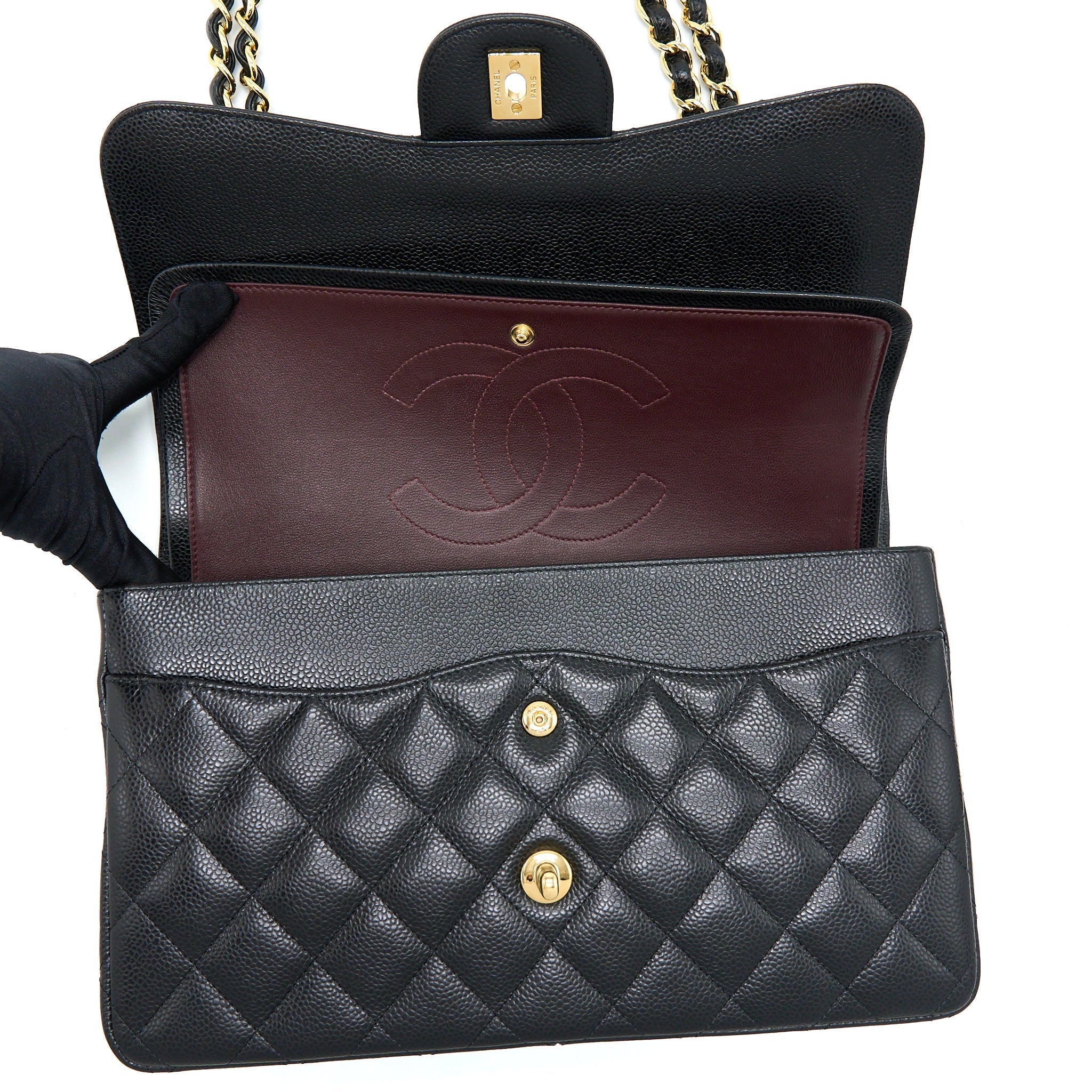 CHANEL JUMBO CLASSIC FLAP BAG CAVIAR BLACK GHW