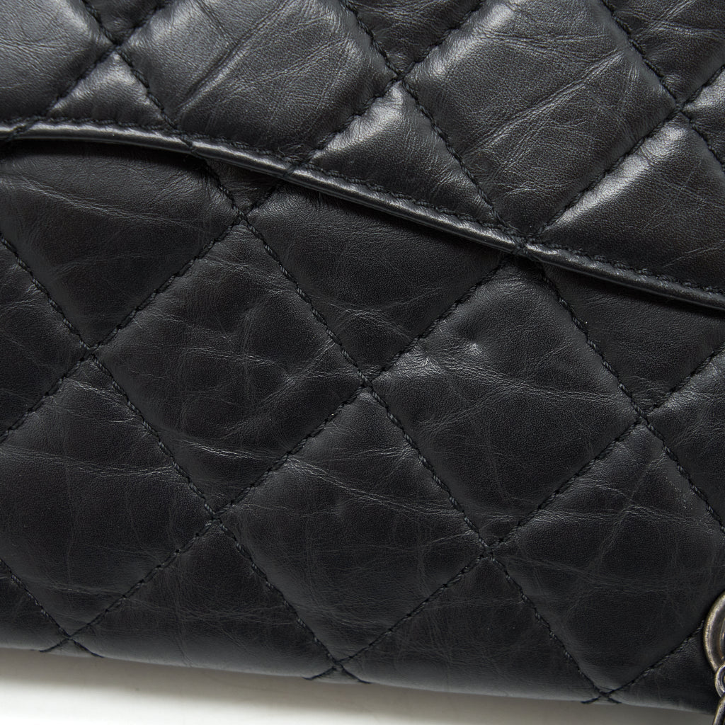 CHANEL 2.55 227 REISSUE CALFSKIN BLACK RUTHENIUM HARDWARE