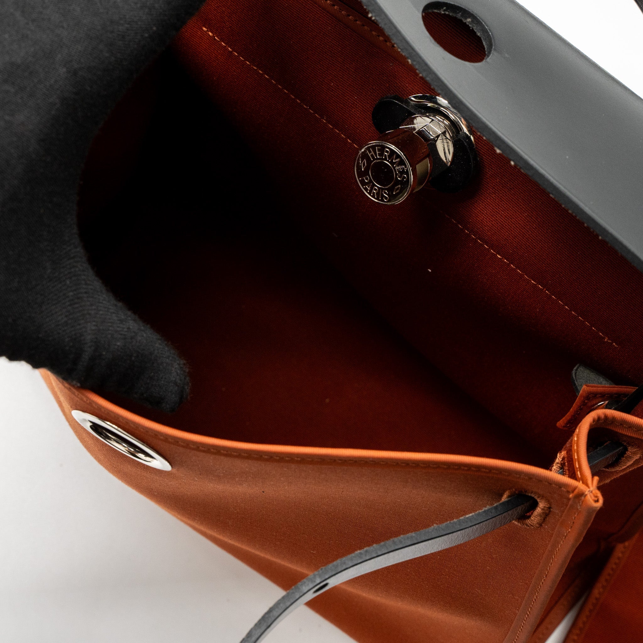 HERMES HERBAG 31 CANVAS/HUNTER CUIVRE/BLACK SHW