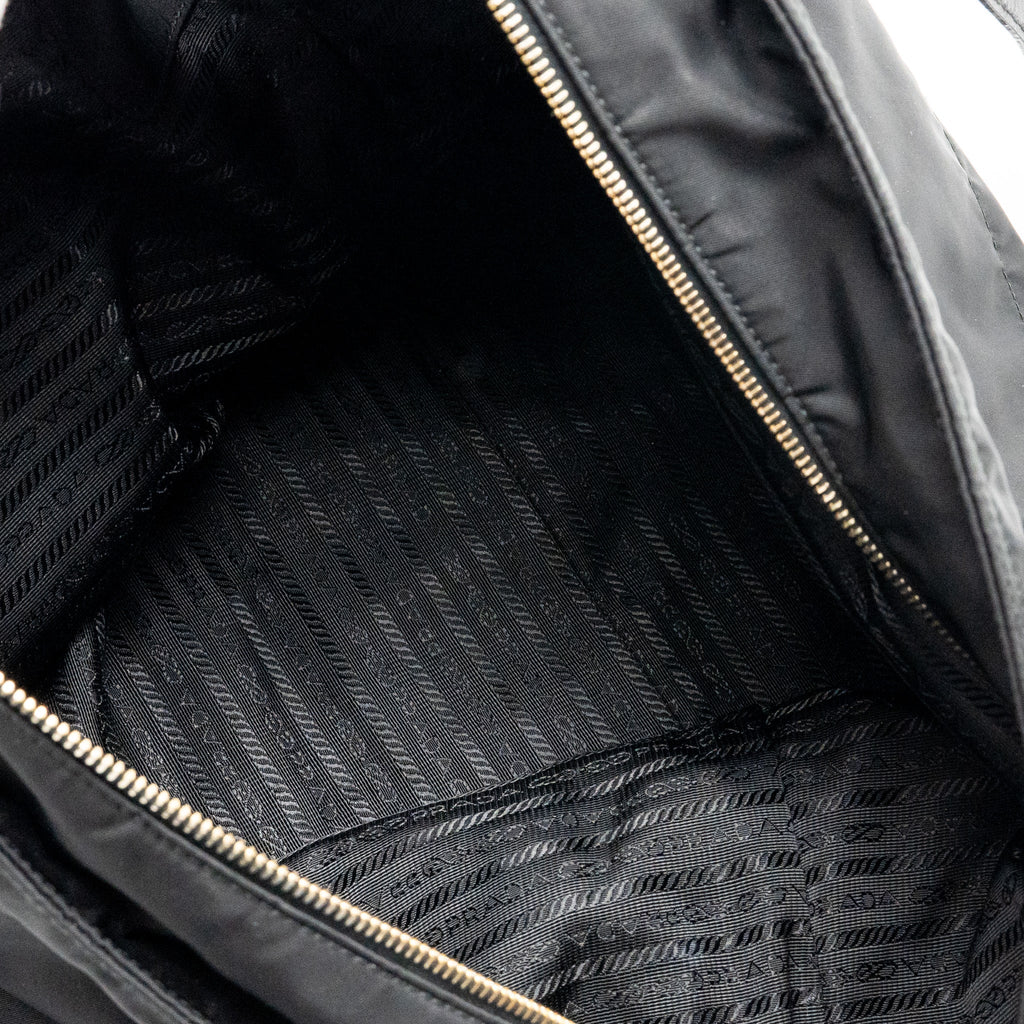 PRADA RE-EDITION LARGE TESSUTO TOTE BAG RE-NYLON/SAFFIANO LEATHER BLACK GHW