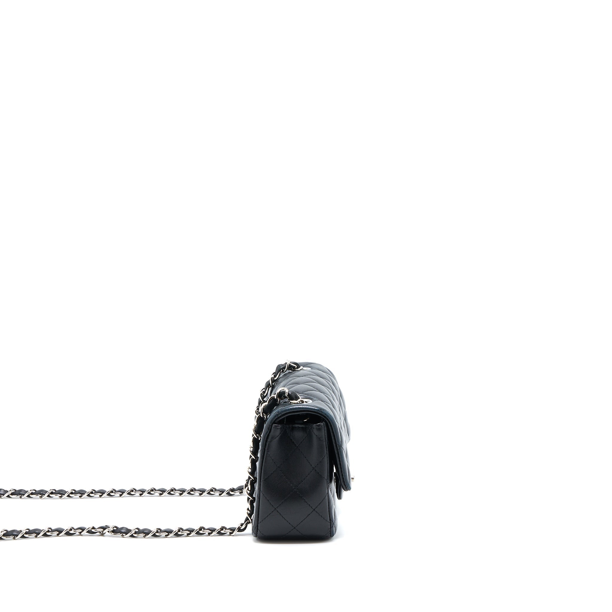 CHANEL MINI RECTANGULAR FLAP BAG LAMBSKIN BLACK SHW