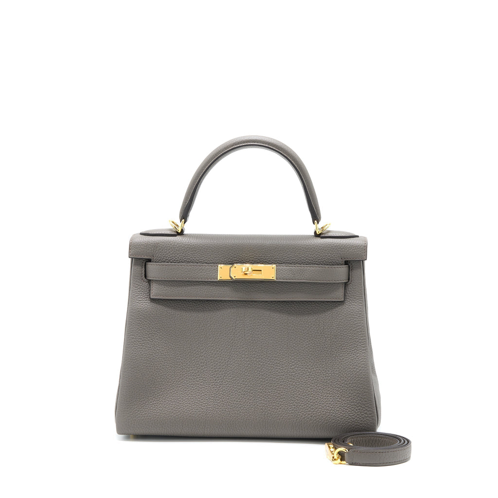 HERMES KELLY 28 TOGO 8F GRIS ETAIN GHW