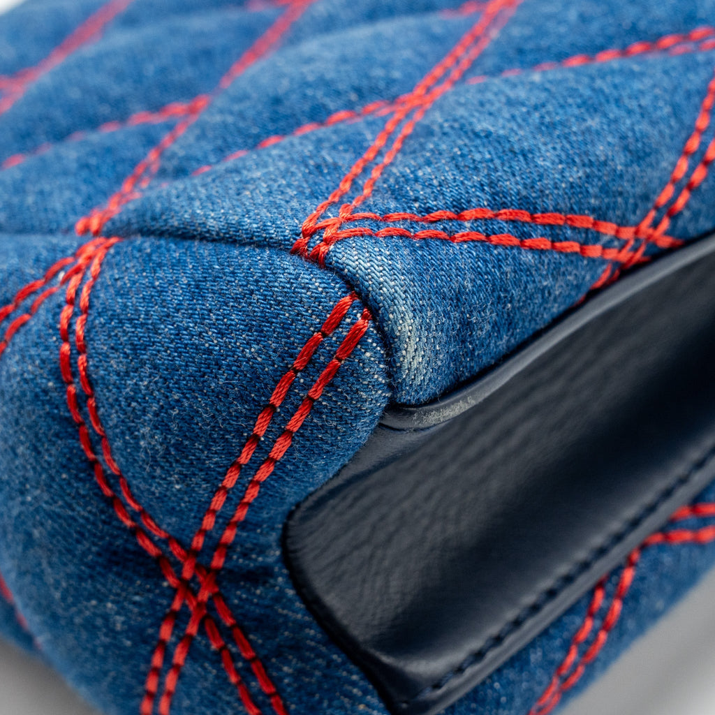 LOUIS VUITTON MALLETAHE GO-14 MM BAG DENIM/LEATHER BLUE/RED SHW