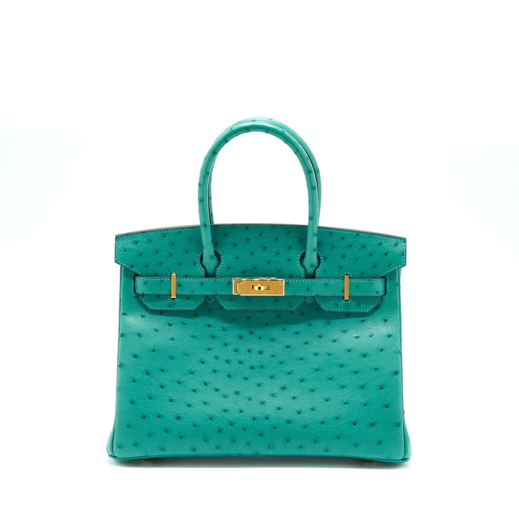 HERMES BIRKIN 30 OSTRICH U1 VERT VERONE GHW