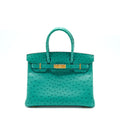 HERMES BIRKIN 30 OSTRICH U1 VERT VERONE GHW