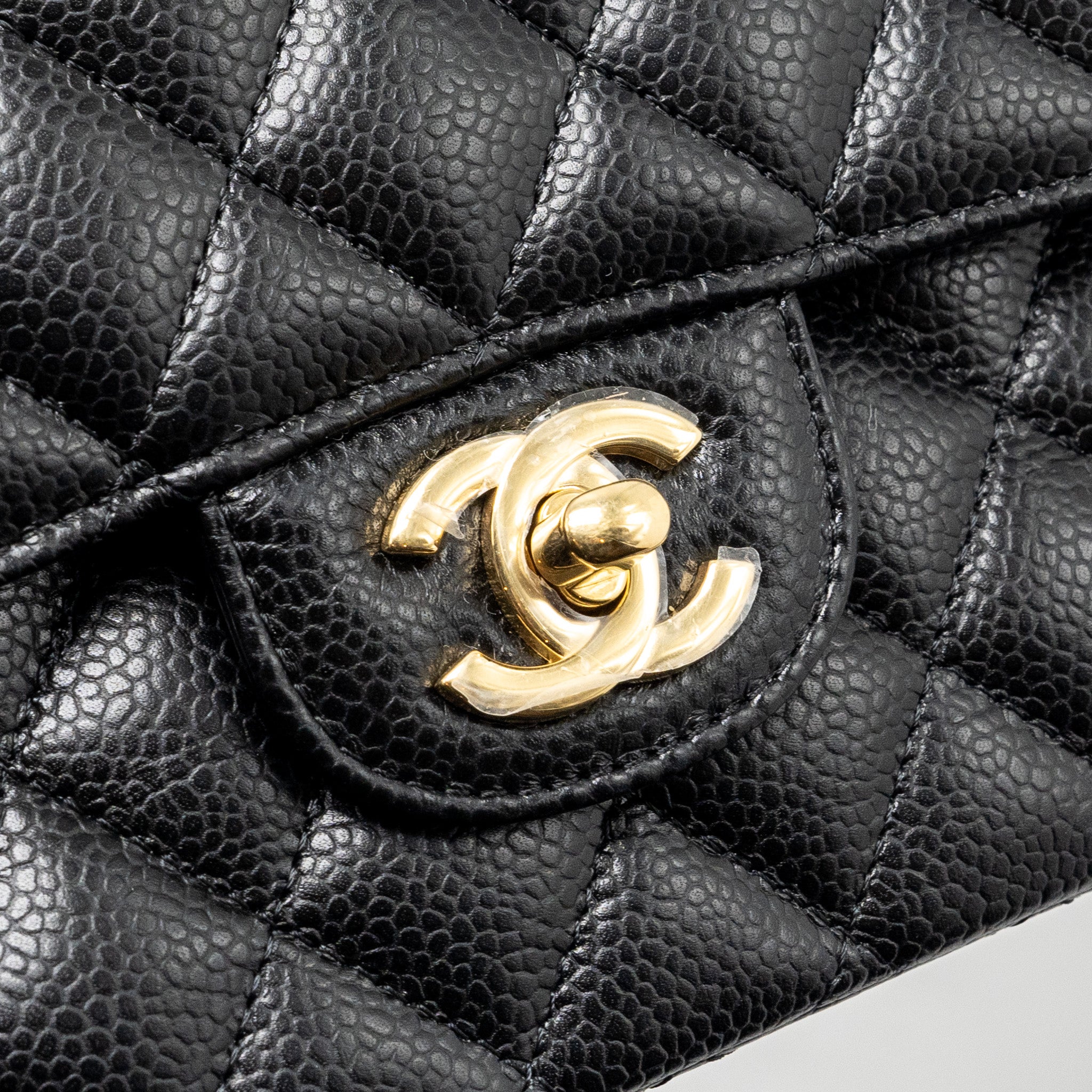 CHANEL MEDIUM CLASSIC DOUBLE FLAP BAG CAVIAR BLACK GHW (MICROCHIP)