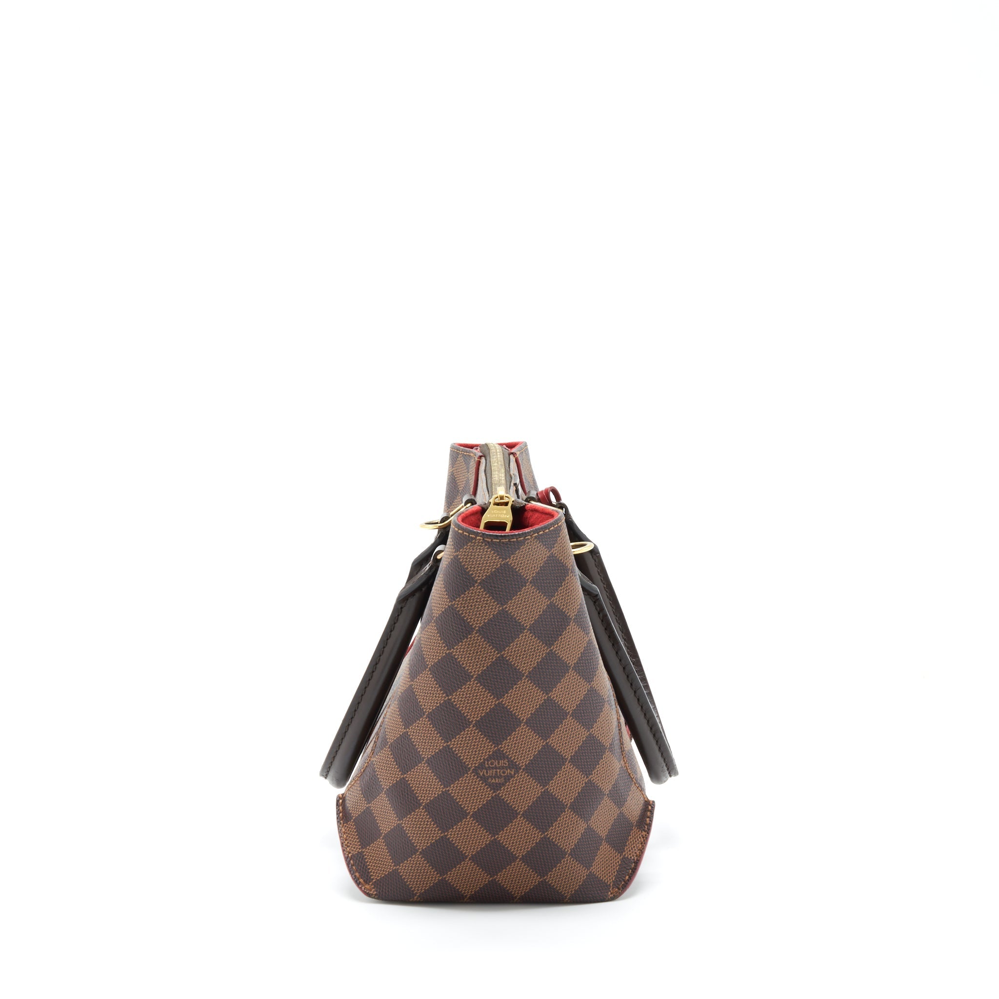 LOUIS VUITTON TOP HANDLE TOTE BAG WITH STRAP DAMIER EBENE/RED GHW