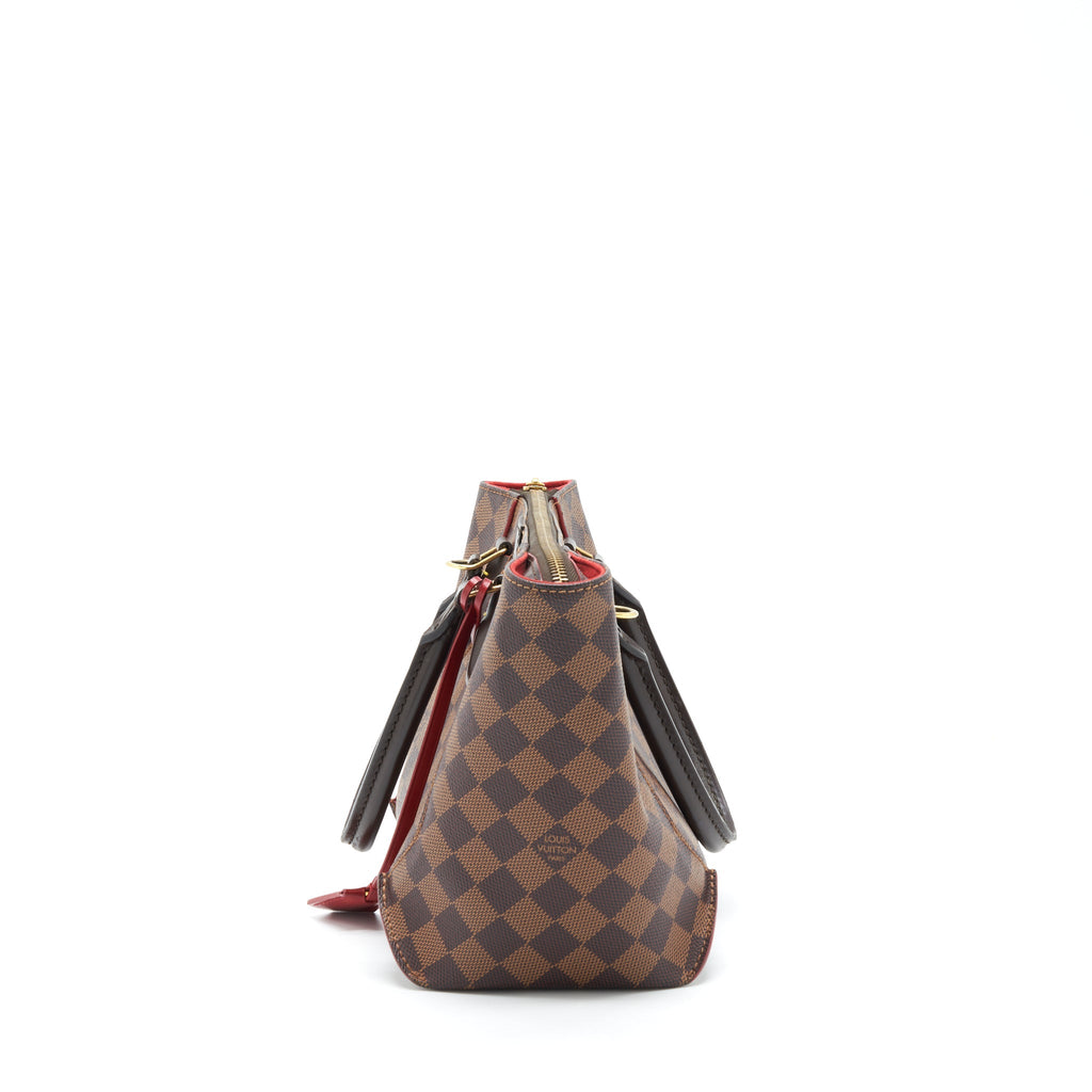 LOUIS VUITTON TOP HANDLE TOTE BAG WITH STRAP DAMIER EBENE/RED GHW