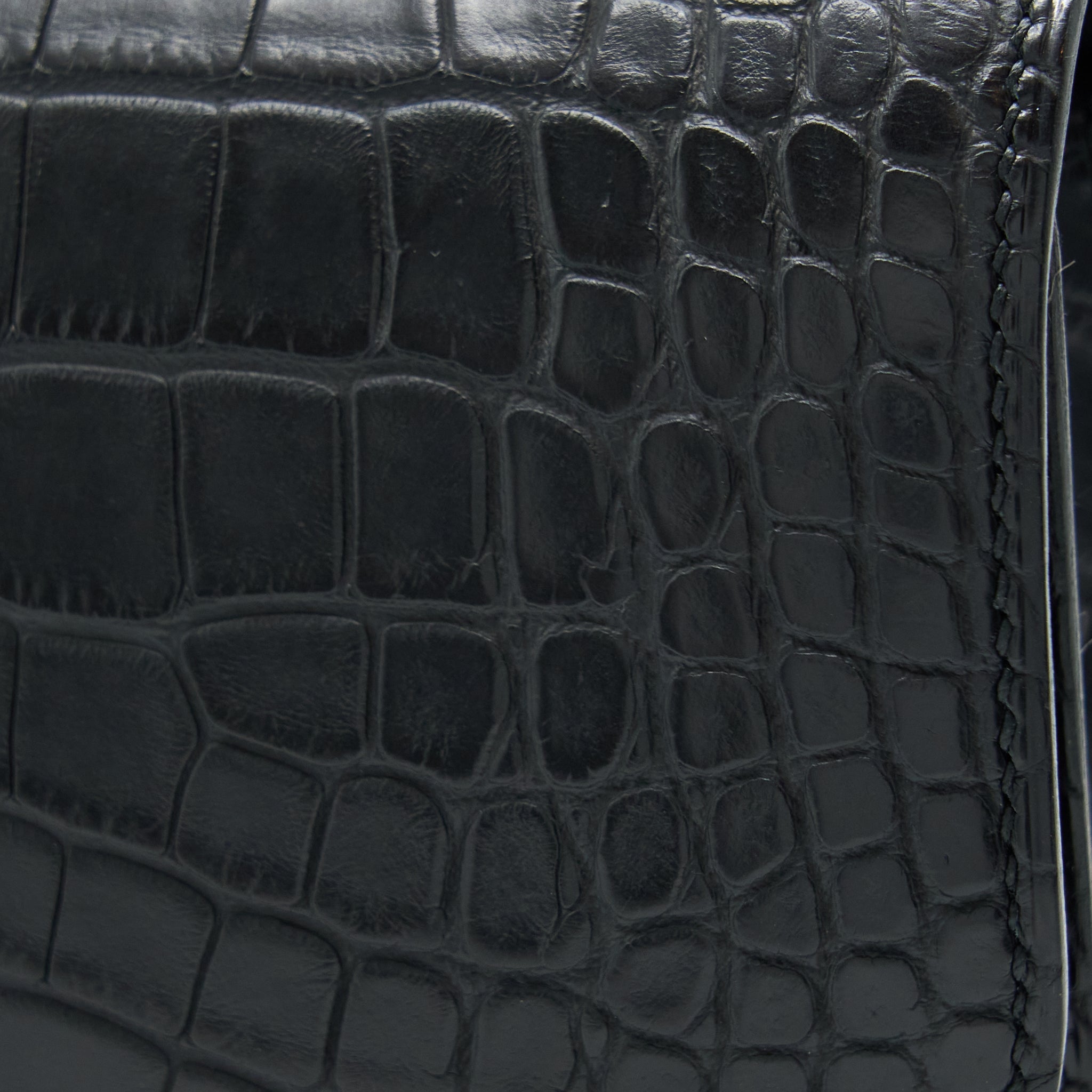 HERMES MINI CONSTANCE ALLIGATOR MISSISSIPPIENSIS MAT BLACK RGHW