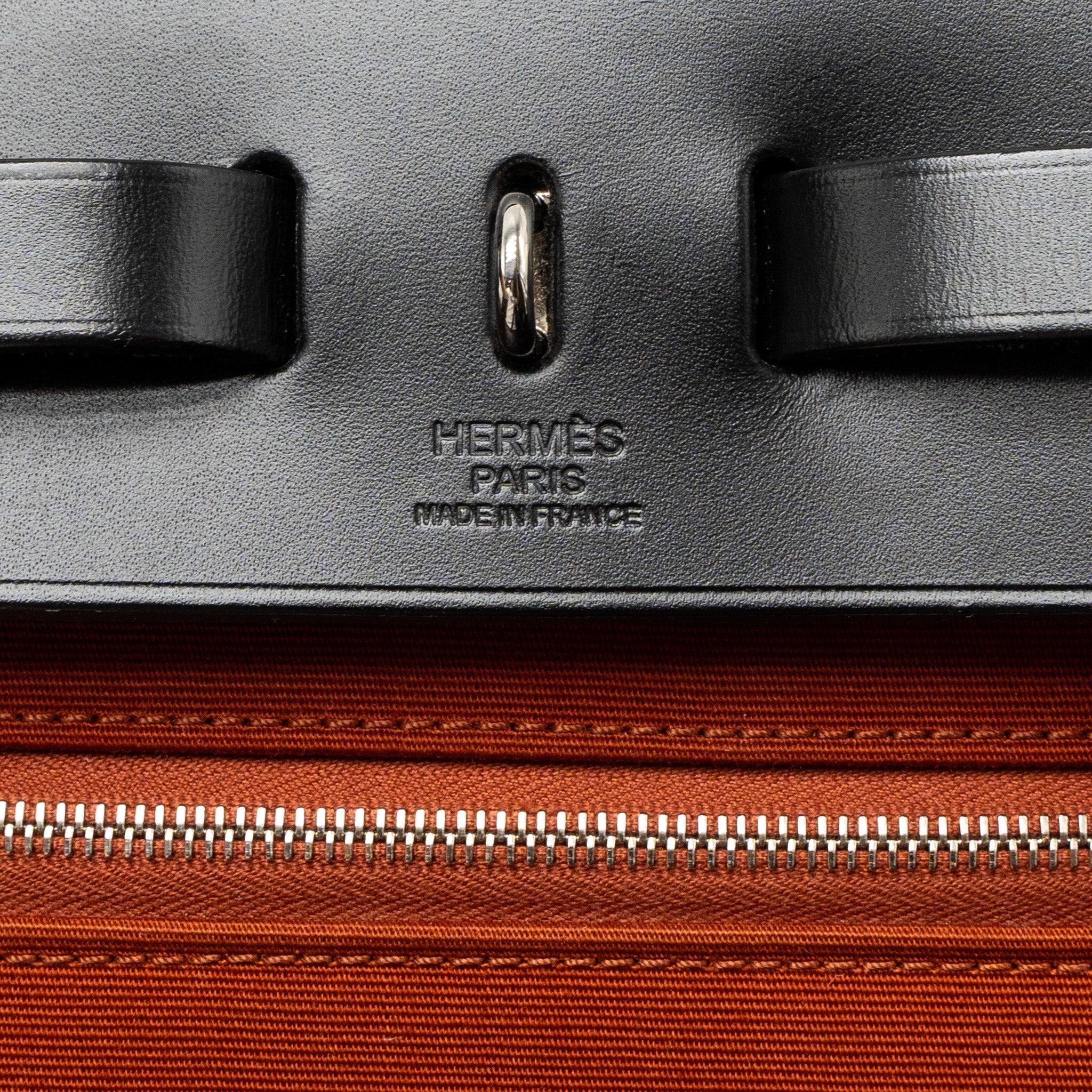 HERMES HERBAG 31 CANVAS/HUNTER CUIVRE/BLACK SHW