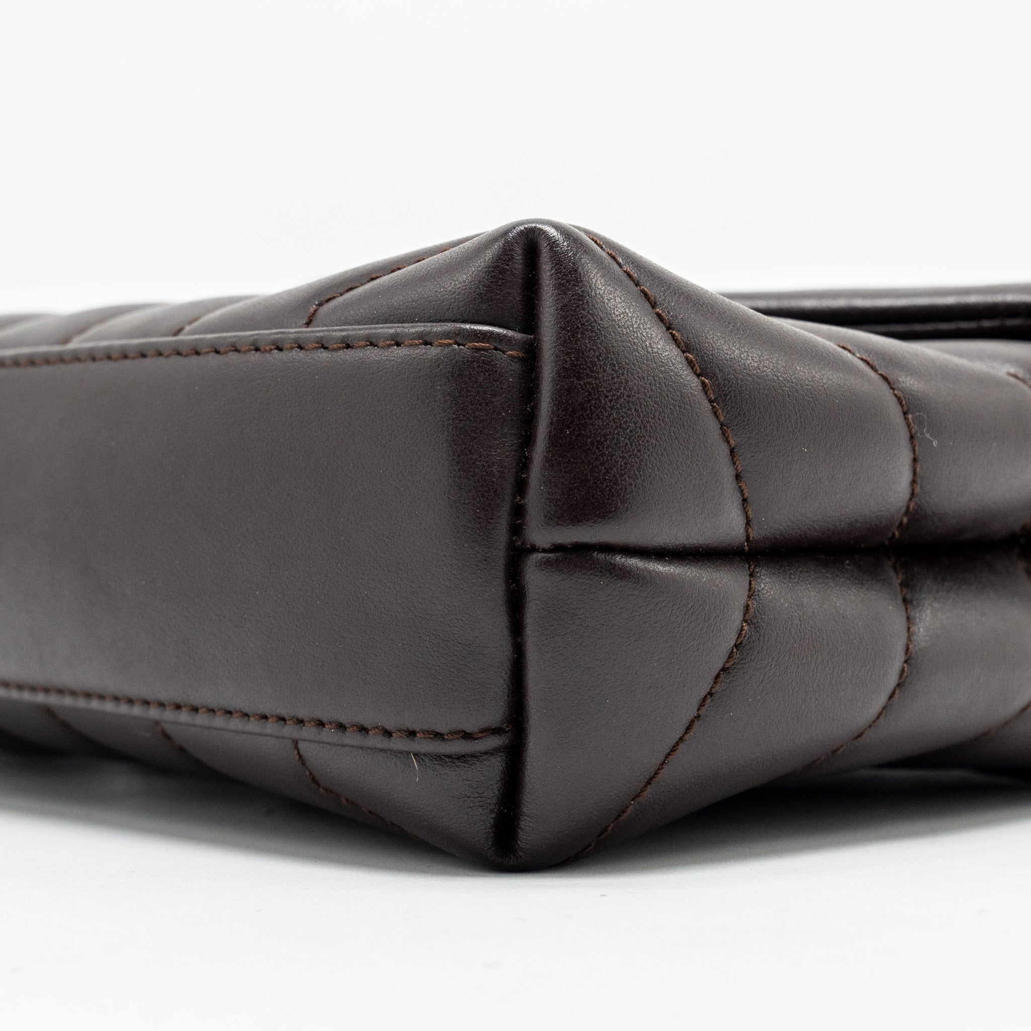 SAINT LAURENT/YSL LOULOU TOY STRAP BAG CALFSKIN BROWN SHW
