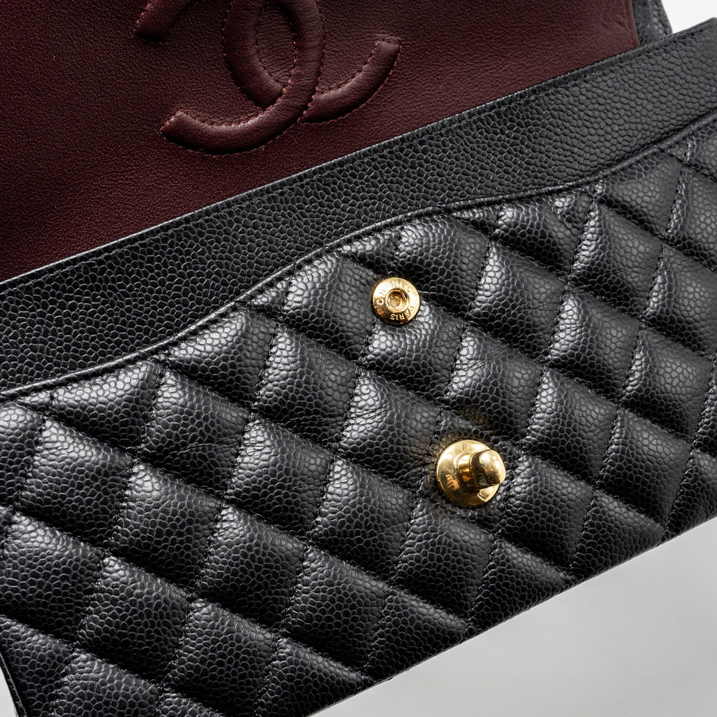 CHANEL MEDIUM CLASSIC DOUBLE FLAP BAG CAVIAR BLACK GHW (MICROCHIP)